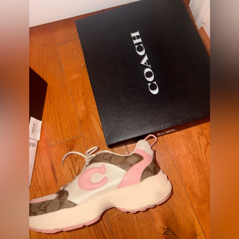 Coach Khaki and Light Pink Tech Runner